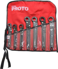 Proto - 7 Piece, 3/8" to 3/4", 12 Point Flare Nut Wrench Set - Inch Measurement Standard, Black Oxide Finish, Comes in Nylon Roll - Best Tool & Supply