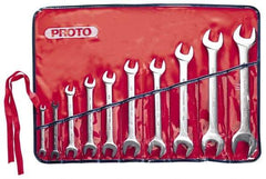 Proto - 10 Piece, 1/4" x 5/16" to 1-1/16" x 1-1/8", Open End Wrench Set - Inch Measurement Standard, Satin Finish, Comes in Nylon Roll - Best Tool & Supply