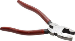 Proto - 6-3/16" OAL, 1-3/32" Jaw Length x 29/32" Jaw Width, Linesman's Pliers - Serrated Pipe Jaw, New England Style Head, Plastisol Handles - Best Tool & Supply