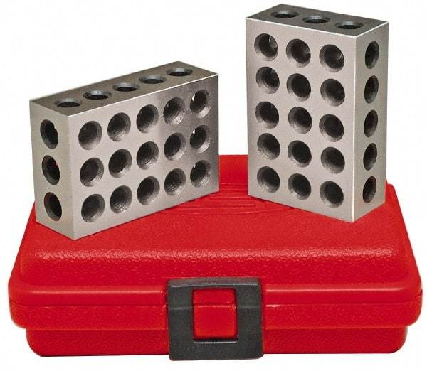 SPI - 0.0003 Squareness Per Inch, Hardened Steel, 2-3-4 Block with 23 Hole Setup Block - 3/8 - 16 Inch Tapped Hole Size, 55-60 Rc Hardness, Sold As Matched Pair - Best Tool & Supply