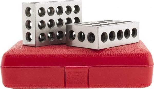 SPI - 0.0001 Squareness Per Inch, Hardened Steel, 1-2-3 Block with 23 Hole Setup Block - 3/8 - 16 Inch Tapped Hole Size, 55-60 Rc Hardness, Sold As Matched Pair - Best Tool & Supply