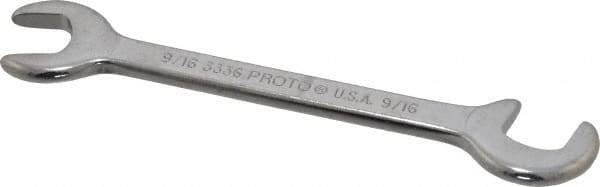 Proto - 9/16" Stubby Open End Wrench - 5-3/4" OAL, Double End, Satin Finish, 15° & 75° Head Angle - Best Tool & Supply