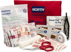 North - 39 Piece, 10 Person, Multipurpose/Auto/Travel First Aid Kit - 4-1/2" Wide x 1-1/2" Deep x 7" High, Nylon Bag - Best Tool & Supply