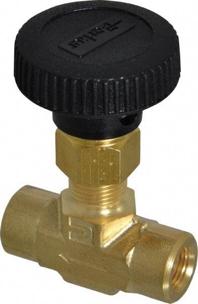 Parker - 3,000 Max psi, 1/8" Pipe, Brass, Inline Instrumentation Needle Valve - FNPT x FNPT End Connections - Best Tool & Supply