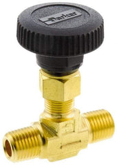 Parker - 3,000 Max psi, 3/8" Pipe, Brass, Inline Instrumentation Needle Valve - MNPT x MNPT End Connections - Best Tool & Supply