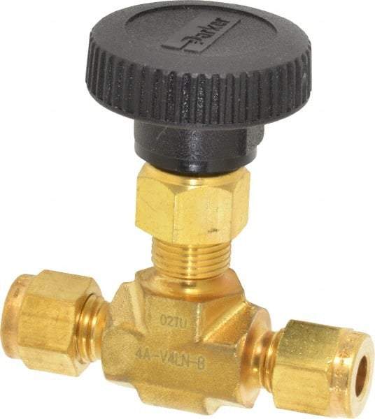 Parker - 3,000 Max psi, 1/4" Pipe, Brass, Inline Instrumentation Needle Valve - Best Tool & Supply