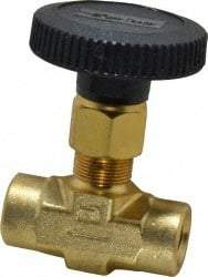 Parker - 3,000 Max psi, 1/4" Pipe, Brass, Inline Instrumentation Needle Valve - FNPT x FNPT End Connections - Best Tool & Supply