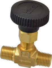 Parker - 3,000 Max psi, 1/4" Pipe, Brass, Inline Instrumentation Needle Valve - MNPT x MNPT End Connections - Best Tool & Supply