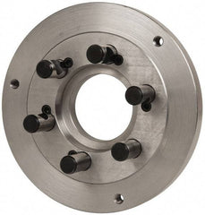 Buck Chuck Company - Adapter Back Plate for 10" Diam Self Centering Lathe Chucks - D1-6 Mount, 3-1/4" Through Hole Diam, 7.858mm ID, 10" OD, 0.985" Flange Height, Steel - Best Tool & Supply