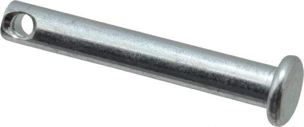 Made in USA - 1/4" Pin Diam, 51/64" OAL, Standard Clevis Pin - 3/32" Hole, 45/64" Usable Length, Zinc-Plated Steel - Best Tool & Supply