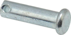 Made in USA - 1/4" Pin Diam, 7/8" OAL, Standard Clevis Pin - 3/32" Hole, 25/32" Usable Length, Zinc-Plated Steel - Best Tool & Supply