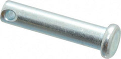 Made in USA - 1/4" Pin Diam, 1-1/8" OAL, Standard Clevis Pin - 3/32" Hole, 1-1/32" Usable Length, Zinc-Plated Steel - Best Tool & Supply