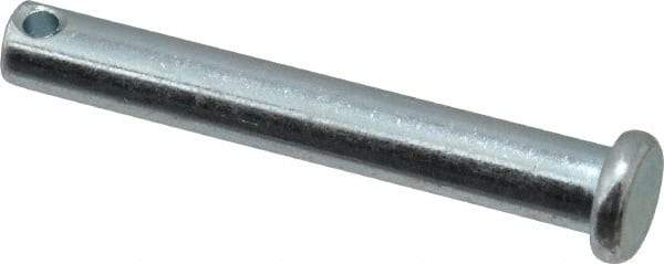 Made in USA - 1/4" Pin Diam, 1-3/4" OAL, Standard Clevis Pin - 3/32" Hole, 1-21/32" Usable Length, Zinc-Plated Steel - Best Tool & Supply