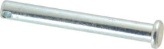 Made in USA - 1/4" Pin Diam, 2" OAL, Standard Clevis Pin - 3/32" Hole, 1-29/32" Usable Length, Zinc-Plated Steel - Best Tool & Supply