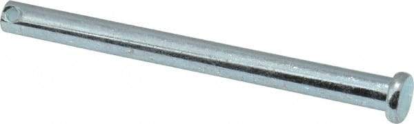 Made in USA - 1/4" Pin Diam, 3" OAL, Standard Clevis Pin - 3/32" Hole, 2-29/32" Usable Length, Zinc-Plated Steel - Best Tool & Supply