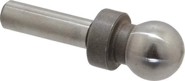 Jergens - 1/2" Ball Diam, 1/4" Shank Diam, Steel Inspection Tooling Ball - Slip-Fit Shank, 1-3/8" Ball Center to Shank Bottom, 1/2" Ball Center to Shoulder Bottom, with Shoulder - Best Tool & Supply