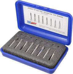 Atrax - 8 Piece, 1/4" Shank Burr Set - Tungsten Carbide, Multiple Head Shape - Best Tool & Supply