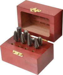 Atrax - 8 Piece, 1/4" Shank Burr Set - Tungsten Carbide, Multiple Head Shape - Best Tool & Supply