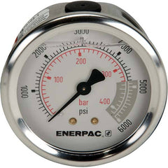 Enerpac - Hydraulic Pressure Gages & Adapters Type: Glycerine Filled Pressure Rating: 6000 - Best Tool & Supply