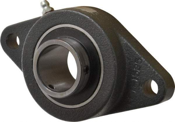 Browning - 1-1/4" ID, 5-9/16" OAL x 3-1/8" OAH 2-Bolt Flange - 2,567 Lb Static Cap, 4,381 Lb Dyn Cap, 4-19/32" Btw Mnt Hole Ctrs, Cast Iron - Best Tool & Supply