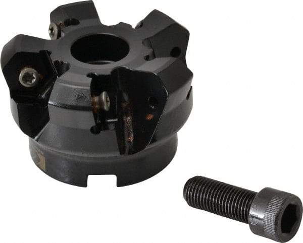 Kennametal - 2" Cut Diam, 3" Arbor Hole, 4.51mm Max Depth of Cut, 45° Indexable Chamfer & Angle Face Mill - 5 Inserts, HNGJ 535-GD Insert, Right Hand Cut, 5 Flutes, Through Coolant, Series KSHR - Best Tool & Supply