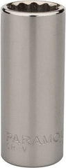 Paramount - 1/2", 3/8" Drive, Deep Hand Socket - 12 Points, 1-15/16" OAL, Steel, Chrome Finish - Best Tool & Supply