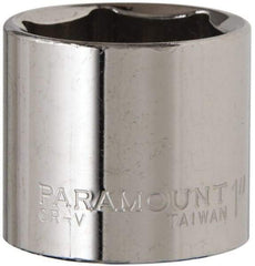 Paramount - 1", 3/8" Drive, Standard Hand Socket - 6 Points, 1-3/16" OAL, Steel, Chrome Finish - Best Tool & Supply