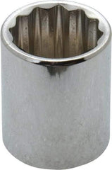 Paramount - 3/8" Drive, Standard Hand Socket - 12 Points, 1-3/16" OAL, Steel, Chrome Finish - Best Tool & Supply