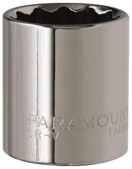 Paramount - 3/8" Drive, Standard Hand Socket - 12 Points, 1-3/16" OAL, Steel, Chrome Finish - Best Tool & Supply