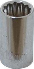 Paramount - 3/8" Drive, Standard Hand Socket - 12 Points, 1-3/16" OAL, Steel, Chrome Finish - Best Tool & Supply