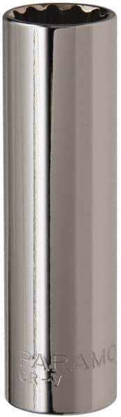 Paramount - 1/2" Drive, Deep Hand Socket - 12 Points, 3-3/32" OAL, Steel, Chrome Finish - Best Tool & Supply