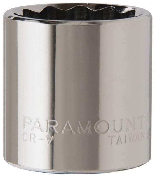 Paramount - 3/8" Drive, Standard Hand Socket - 12 Points, 1-3/16" OAL, Steel, Chrome Finish - Best Tool & Supply