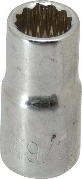 Paramount - 9/32", 1/4" Drive, Standard Hand Socket - 12 Points, 15/16" OAL, Steel, Chrome Finish - Best Tool & Supply