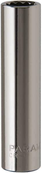 Paramount - 5/16", 1/4" Drive, Deep Hand Socket - 12 Points, 1-15/16" OAL, Steel, Chrome Finish - Best Tool & Supply