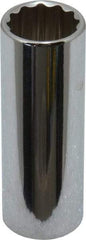 Paramount - 1/4" Drive, Deep Hand Socket - 12 Points, 1-15/16" OAL, Steel, Chrome Finish - Best Tool & Supply