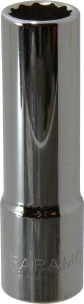 Paramount - 1/2" Drive, Deep Hand Socket - 12 Points, 3-3/32" OAL, Steel, Chrome Finish - Best Tool & Supply