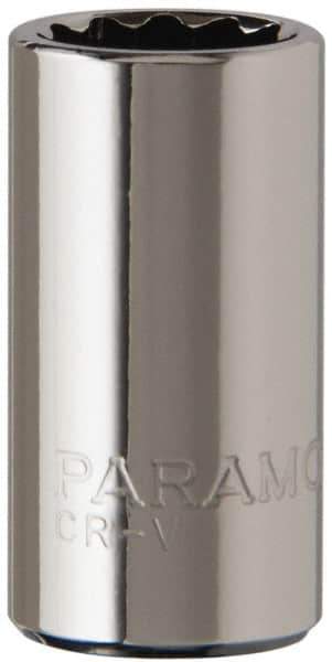 Paramount - 1/4" Drive, Standard Hand Socket - 12 Points, 15/16" OAL, Steel, Chrome Finish - Best Tool & Supply