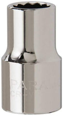 Paramount - 1/2" Drive, Standard Hand Socket - 12 Points, 1-1/2" OAL, Steel, Chrome Finish - Best Tool & Supply