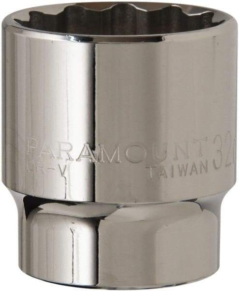 Paramount - 1/2" Drive, Standard Hand Socket - 12 Points, 1-1/2" OAL, Steel, Chrome Finish - Best Tool & Supply