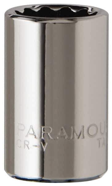 Paramount - 1/4" Drive, Standard Hand Socket - 12 Points, 15/16" OAL, Steel, Chrome Finish - Best Tool & Supply