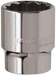 Paramount - 1/2" Drive, Standard Hand Socket - 12 Points, 1-1/2" OAL, Steel, Chrome Finish - Best Tool & Supply