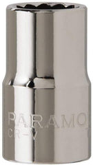 Paramount - 1/2" Drive, Standard Hand Socket - 12 Points, 1-1/2" OAL, Steel, Chrome Finish - Best Tool & Supply