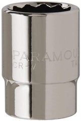 Paramount - 1/2" Drive, Standard Hand Socket - 12 Points, 1-1/2" OAL, Steel, Chrome Finish - Best Tool & Supply