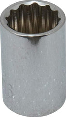 Paramount - 9/16", 3/8" Drive, Standard Hand Socket - 12 Points, 1-3/16" OAL, Steel, Chrome Finish - Best Tool & Supply