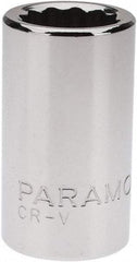 Paramount - 7/16", 3/8" Drive, Standard Hand Socket - 12 Points, 1-3/16" OAL, Steel, Chrome Finish - Best Tool & Supply