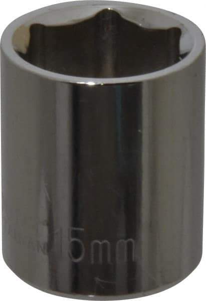 Paramount - 1/4" Drive, Standard Hand Socket - 6 Points, 15/16" OAL, Steel, Chrome Finish - Best Tool & Supply