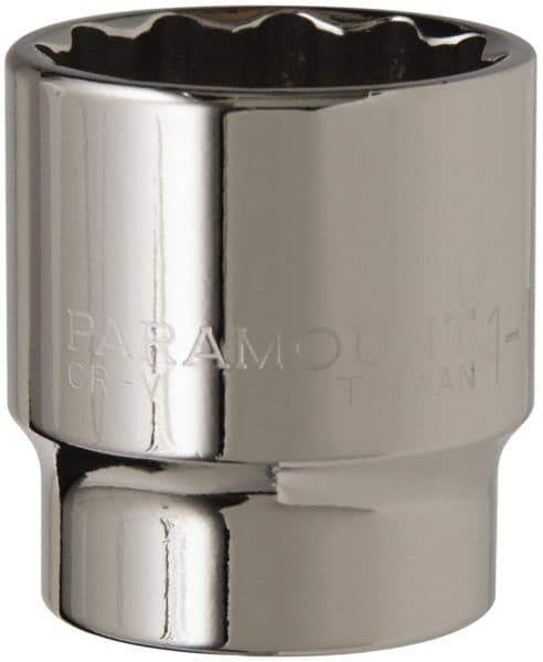 Paramount - 1-1/4", 1/2" Drive, Standard Hand Socket - 12 Points, 1-1/2" OAL, Steel, Chrome Finish - Best Tool & Supply