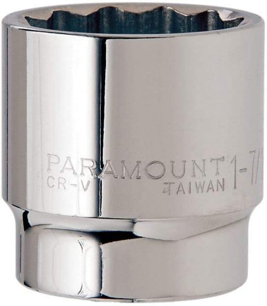 Paramount - 1-7/16", 1/2" Drive, Standard Hand Socket - 12 Points, 1-1/2" OAL, Steel, Chrome Finish - Best Tool & Supply