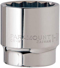 Paramount - 1-7/16", 1/2" Drive, Standard Hand Socket - 12 Points, 1-1/2" OAL, Steel, Chrome Finish - Best Tool & Supply