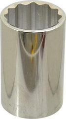 Paramount - 1-7/16", 1/2" Drive, Deep Hand Socket - 12 Points, 3-1/2" OAL, Steel, Chrome Finish - Best Tool & Supply